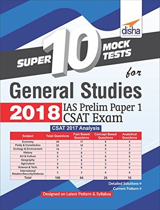 Read Super 10 Mock Tests for General Studies 2018 - IAS Prelim Paper 1 CSAT Exam - Disha Experts file in ePub
