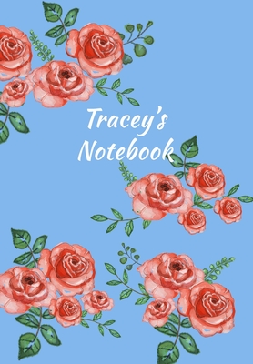 Read Online Tracey's Notebook: Personalized Journal - Garden Flowers Pattern. Red Rose Blooms on Baby Blue Cover. Dot Grid Notebook for Notes, Journaling. Floral Watercolor Design with First Name -  | PDF